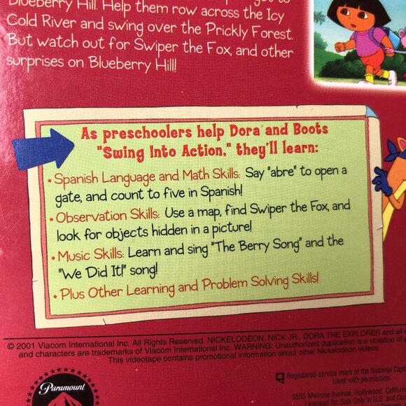 Dora the Explorer Swing Into Action VHS Tape Nick JR 2001 - Picture 6 of 7